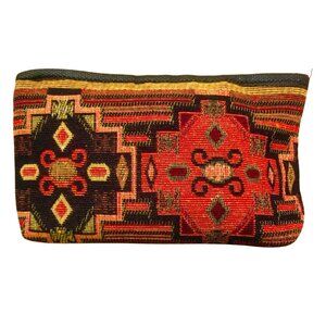 NEW Red Orange Tan Brown Geometric Clutch Purse Bag from Armenia